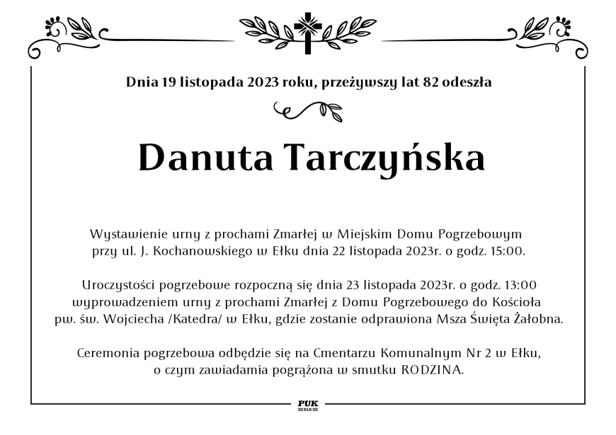 Danuta Tarczyńska - nekrolog